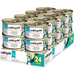Solid Gold deshilachado de pollo y pato en salsa, proteína para gatos