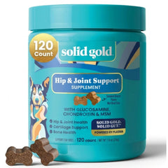 Golosinas Solid Gold para articulaciones del perro, fomentan movilidad diaria.