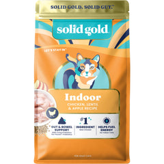 Solid Gold Alimento seco para gatos de interior: bolsa externa que destaca la nutrición equilibrada.