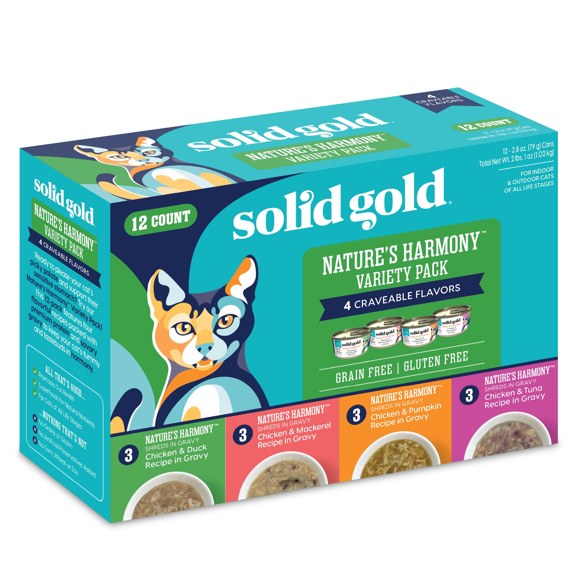 Solid Gold lata de desmechado en salsa: sabor delicioso y proteína para gatos exigentes