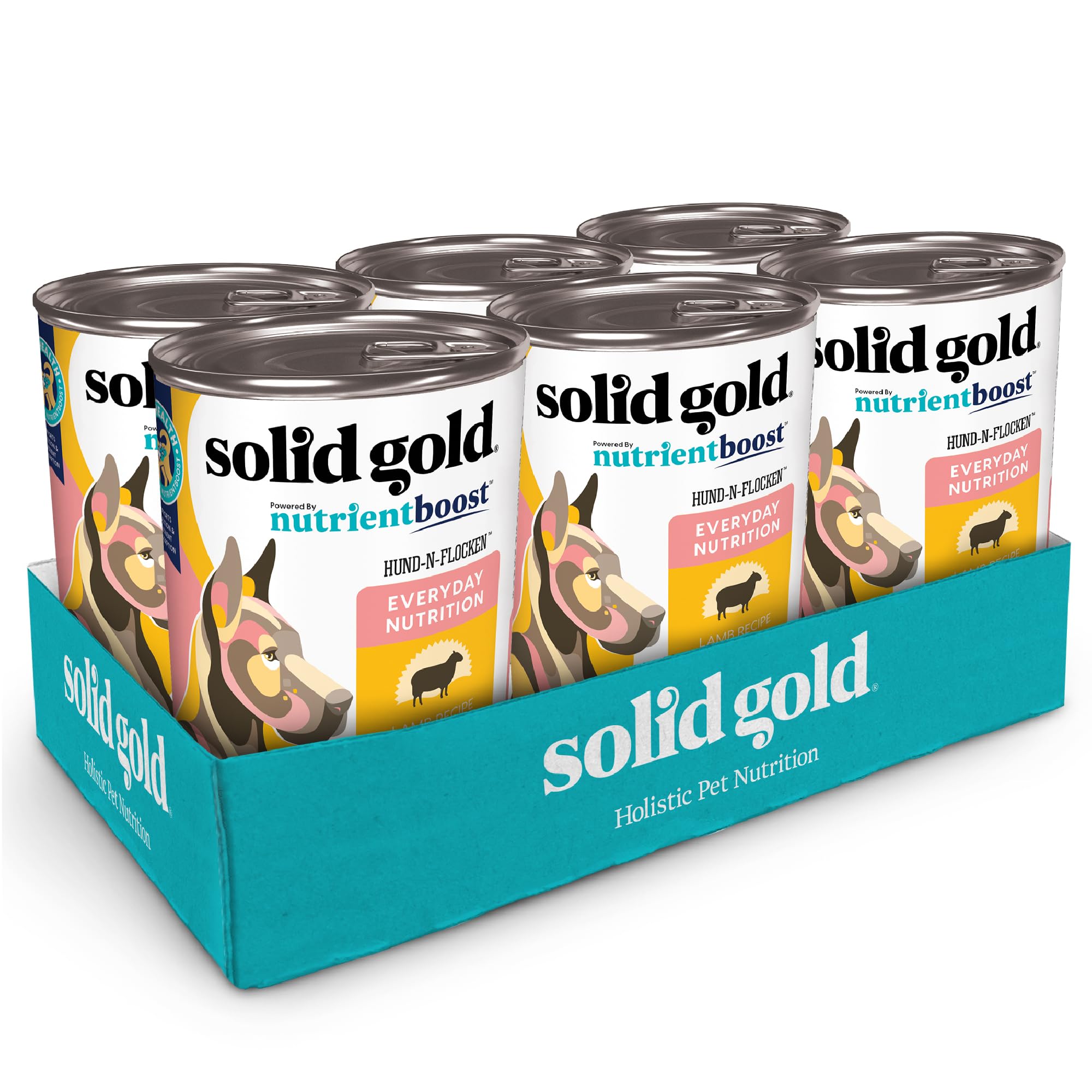 Solid Gold: lata de cordero con granos completos para perros adultos.