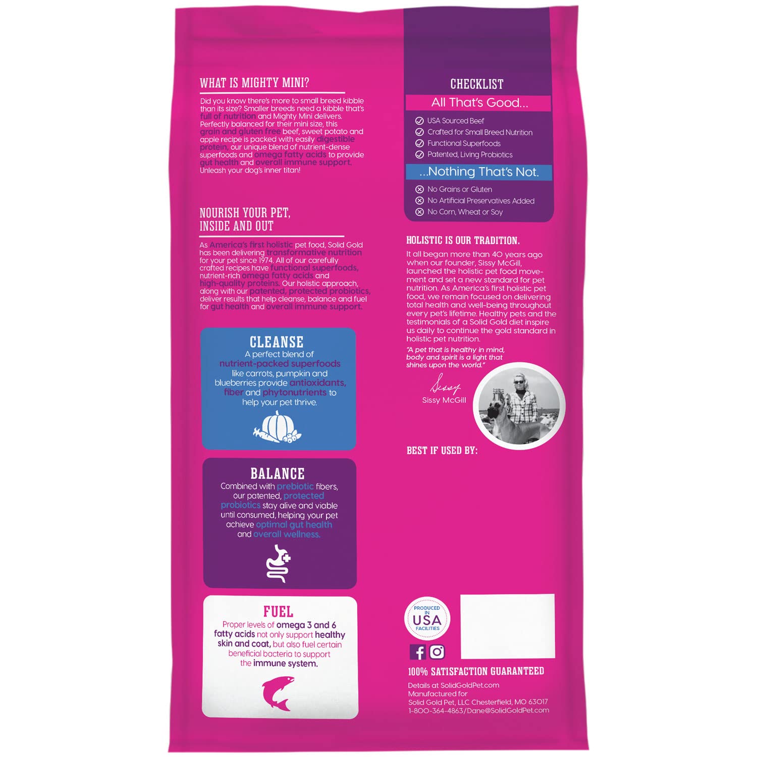 Solid Gold Mighty Mini presentacion 4lb ideal para perros de razas pequenas.
