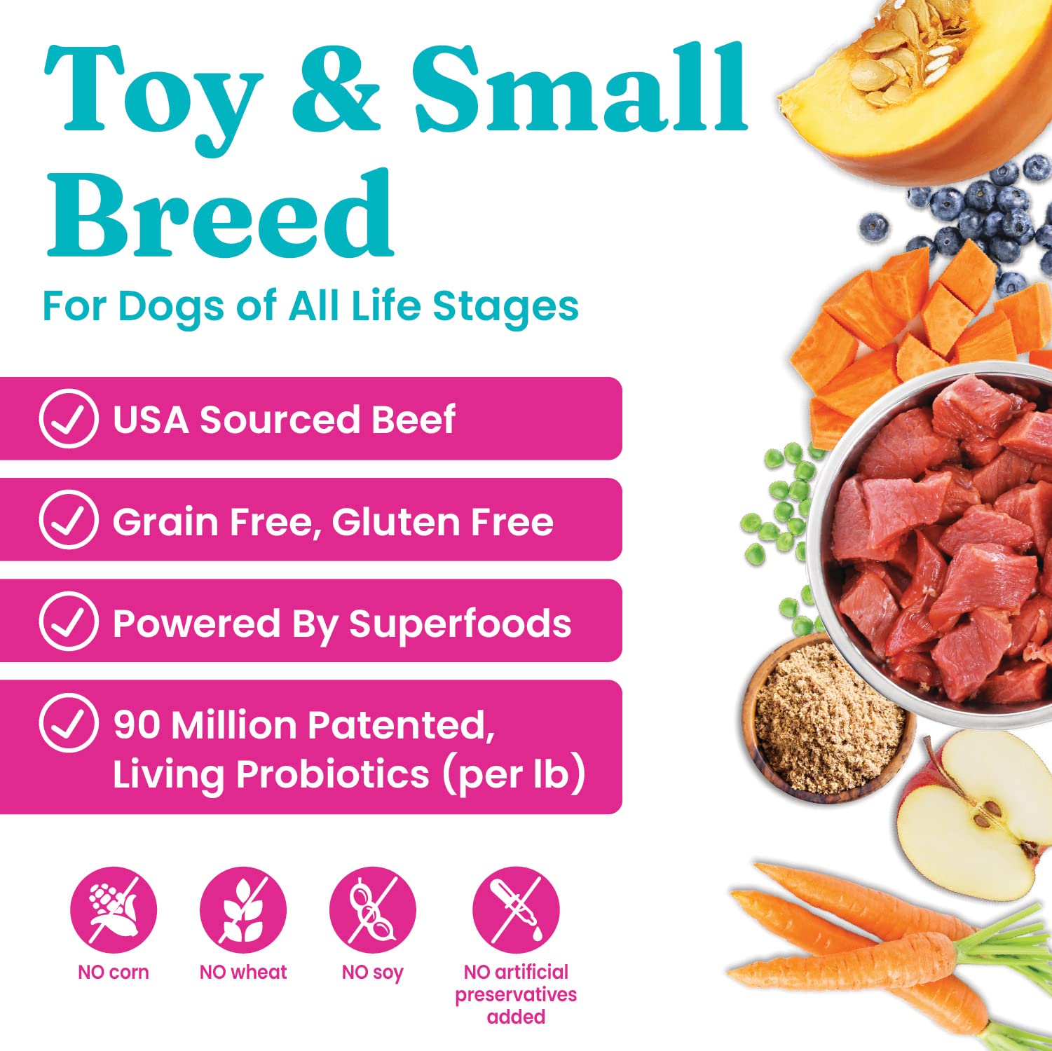 Solid Gold Mighty Mini sin-granos para perros pequeños con estómagos sensibles.