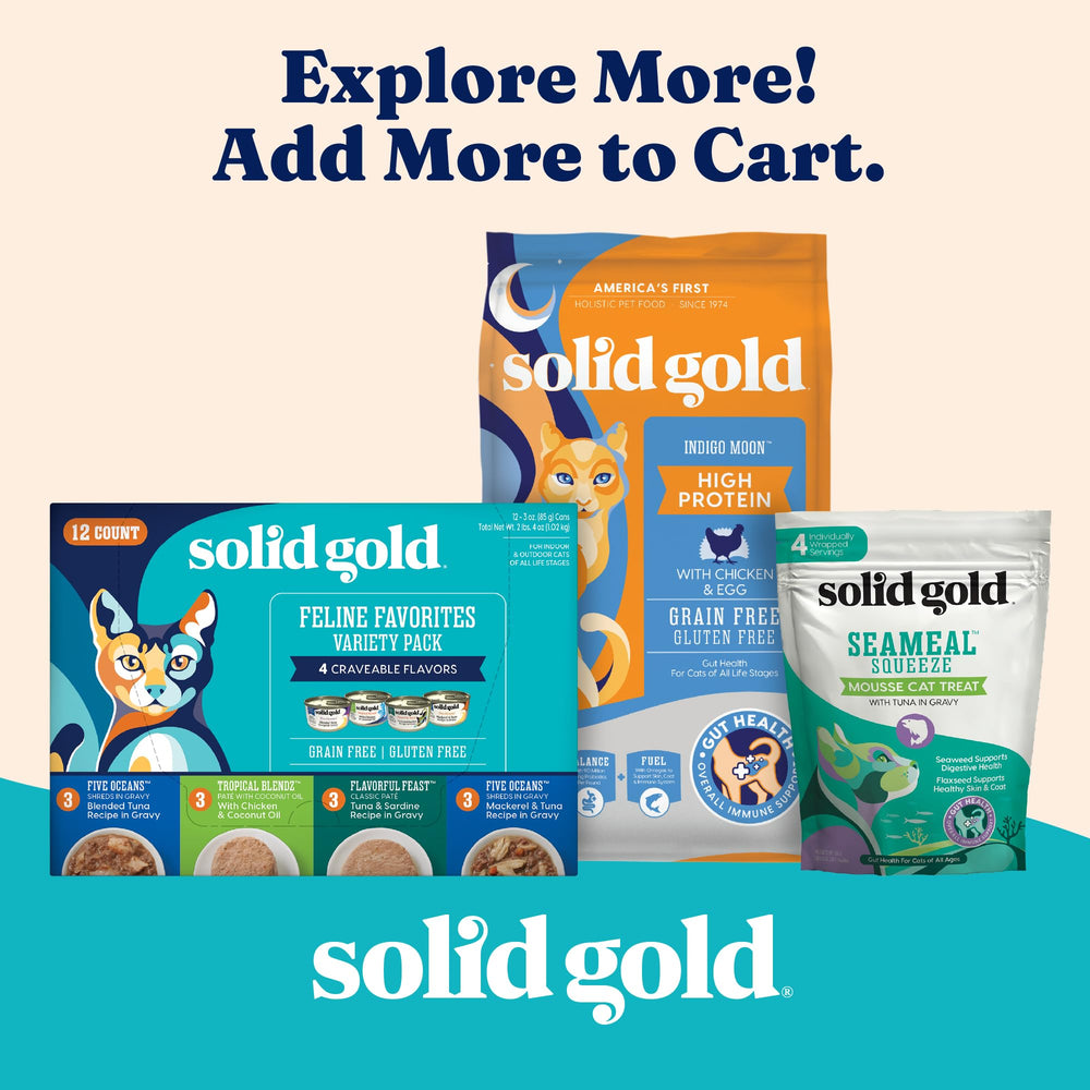 Solid Gold NutrientBoost uso versátil, espolvoreado sobre comida seca.