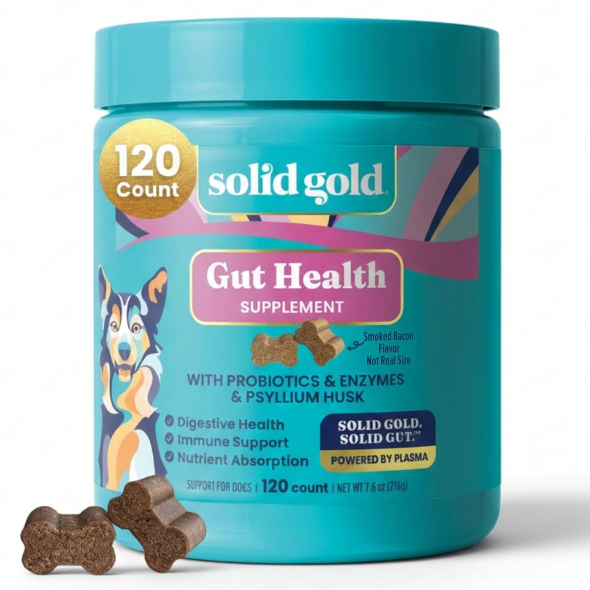 Solid Gold probióticos para perro: masticables de salud digestiva que apoyan la flora intestinal.
