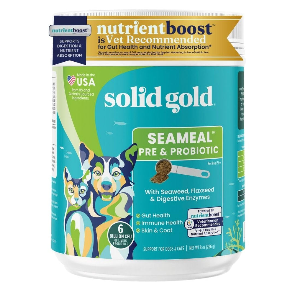 Solid Gold SeaMeal en bote de polvo para apoyo digestivo de mascotas