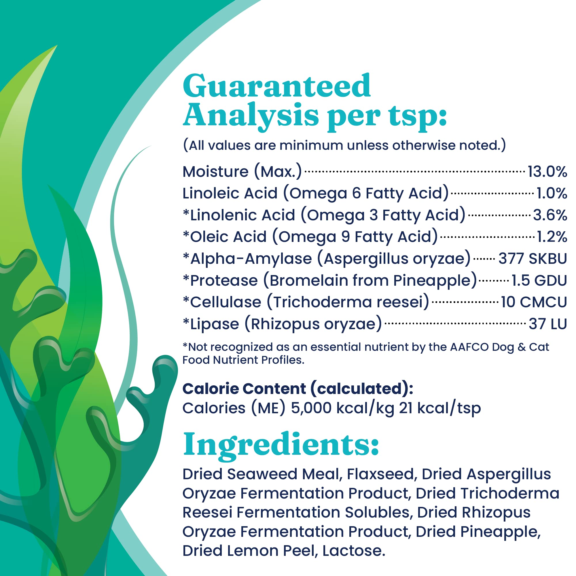 Ingredientes clave SeaMeal: algas y omega-3 para la piel.
