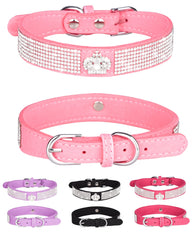 SOLMOONY collar perro con bling rosa y diamantes, ideal para paseos con estilo