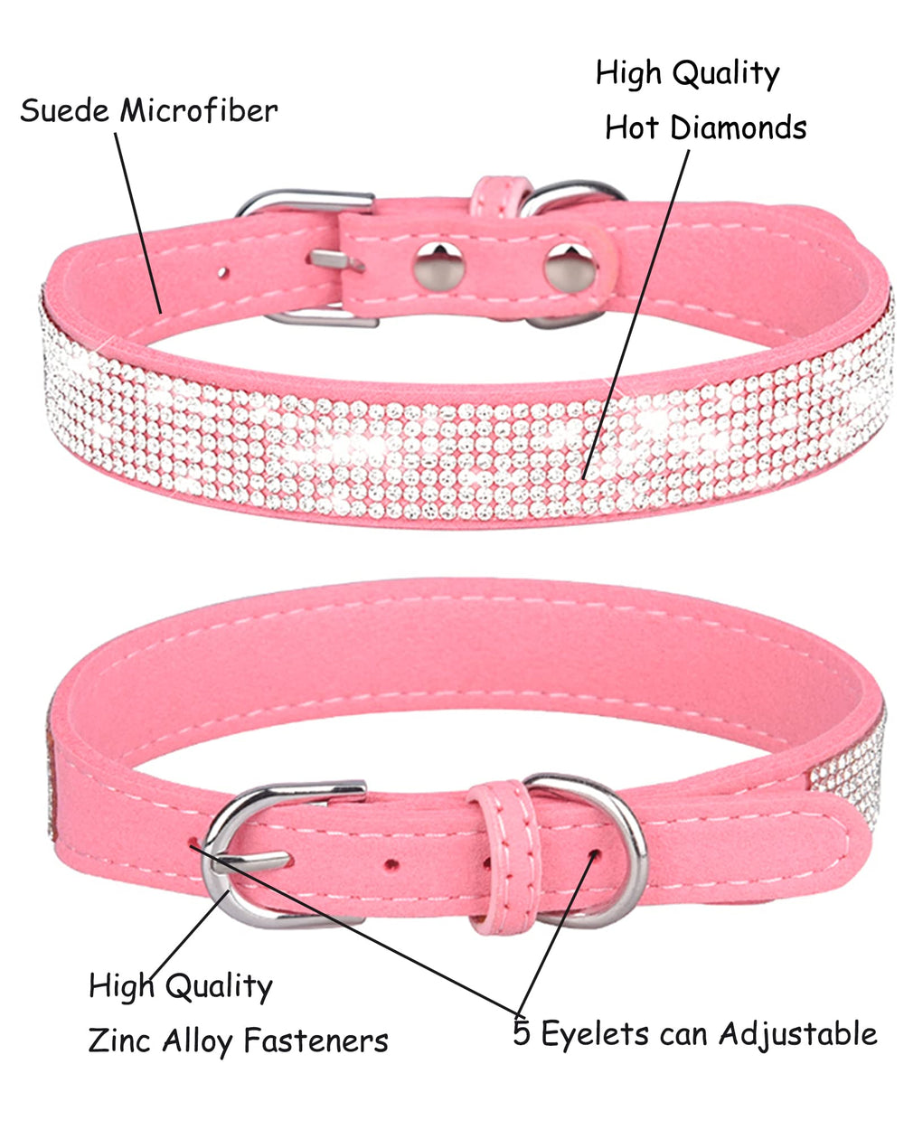 Collar SOLMOONY rosa, ideal para paseos y sesiones de fotos