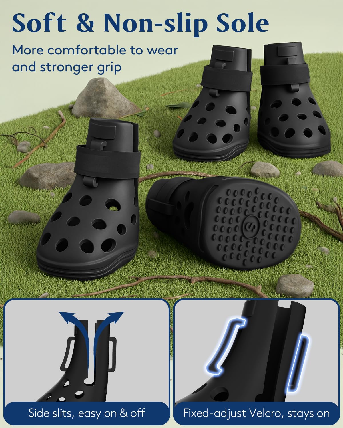 SOLOWINNER bota de silicona con ventilación mantiene patas secas y cómodas.
