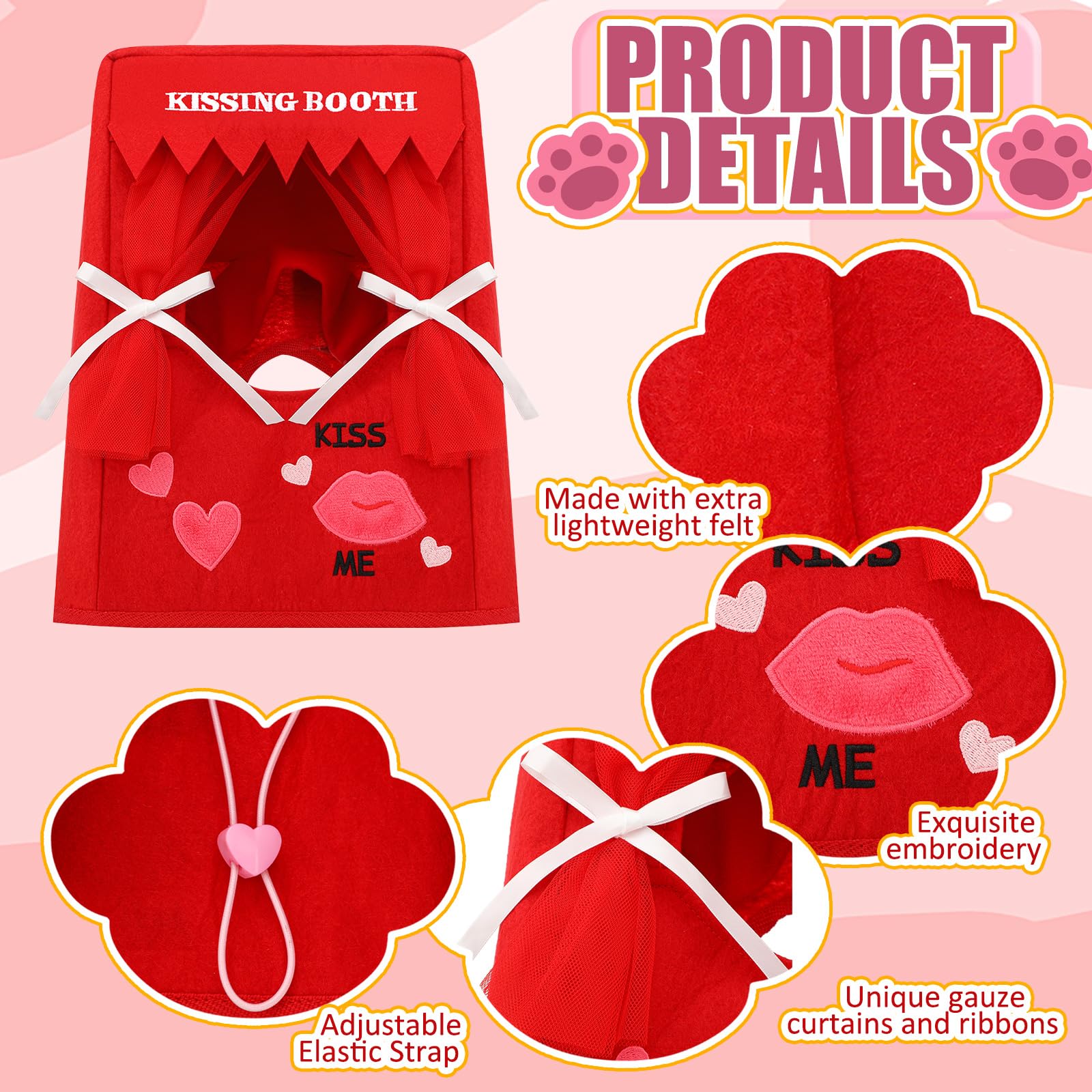 Solsew cabina de besos para gatos, accesorio encantador para celebraciones