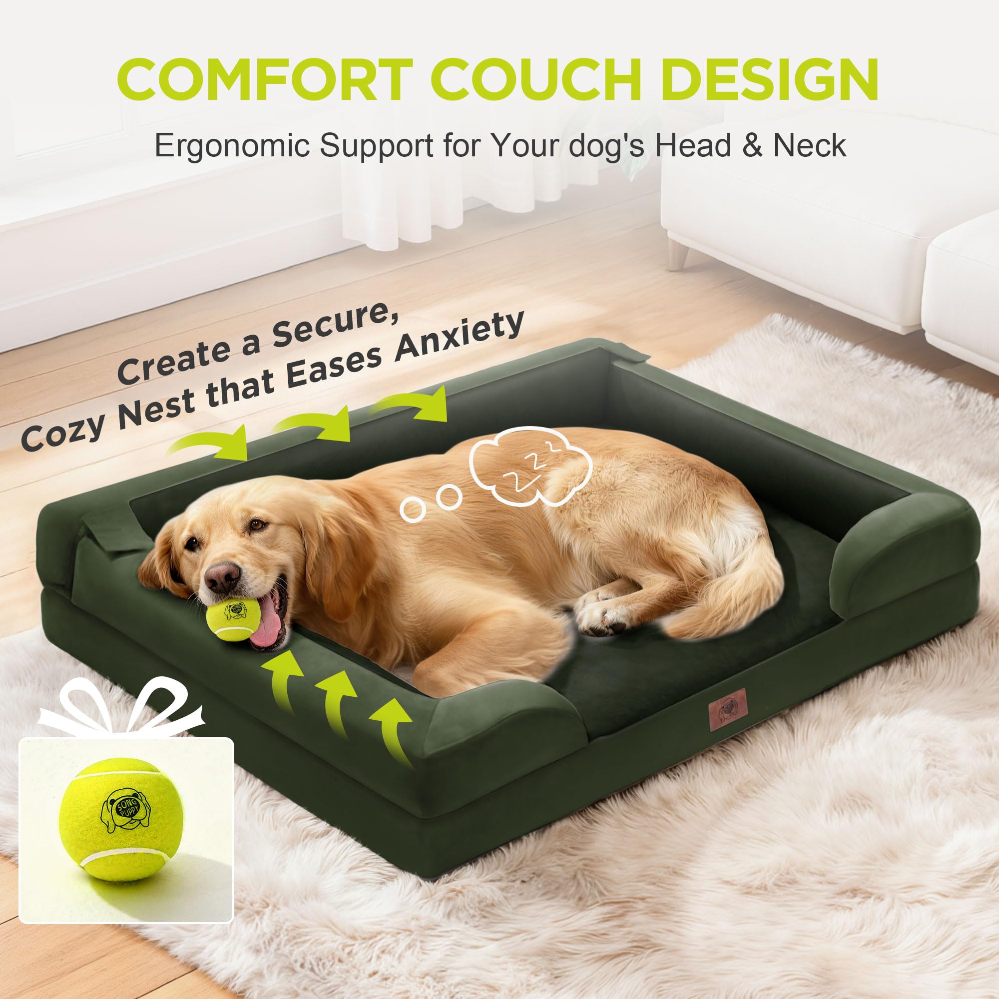 Incluye pelota de tenis de Song Puppy para juego.