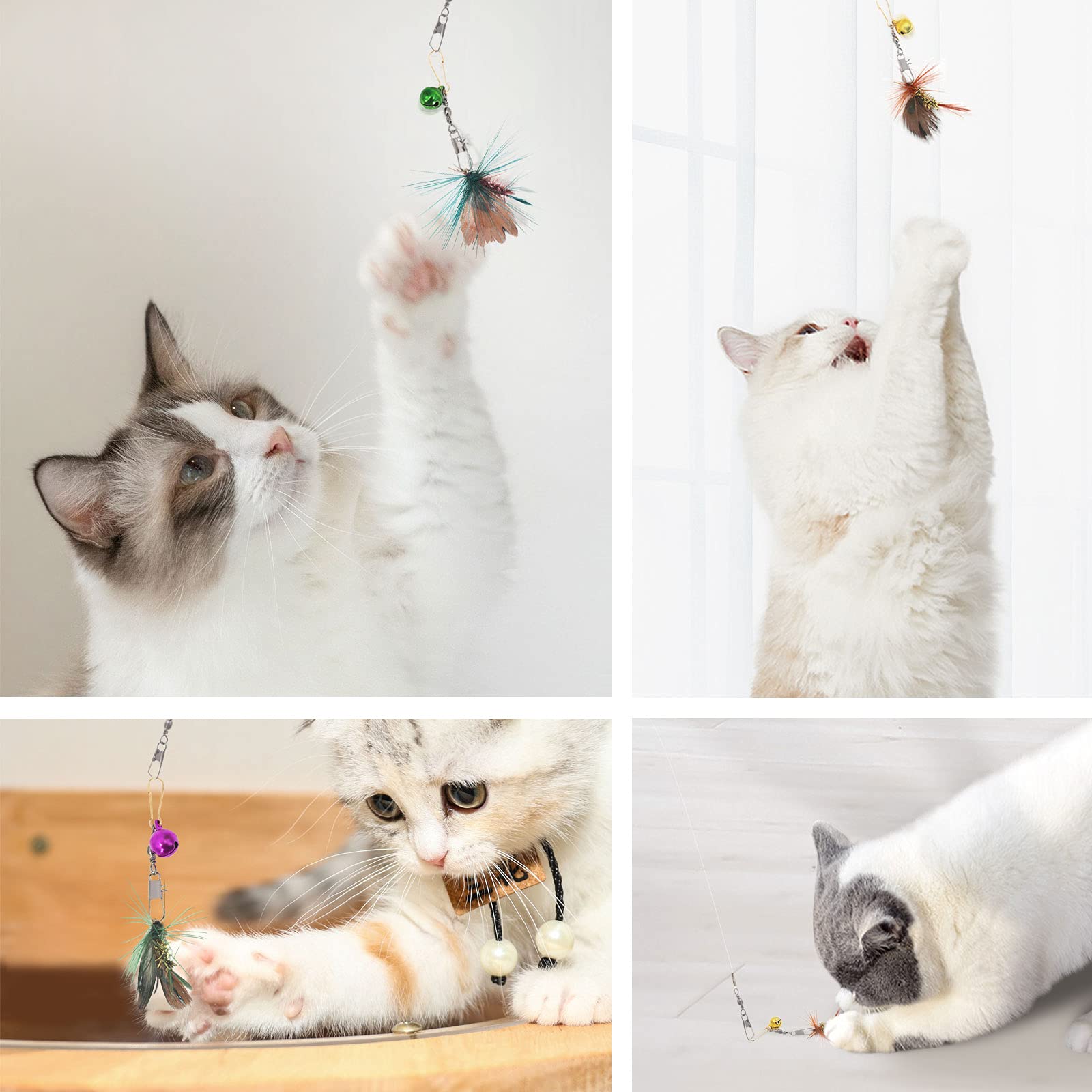 SONGWAY Juguete con plumas y cascabel para gatos, fomenta movimiento y paciencia