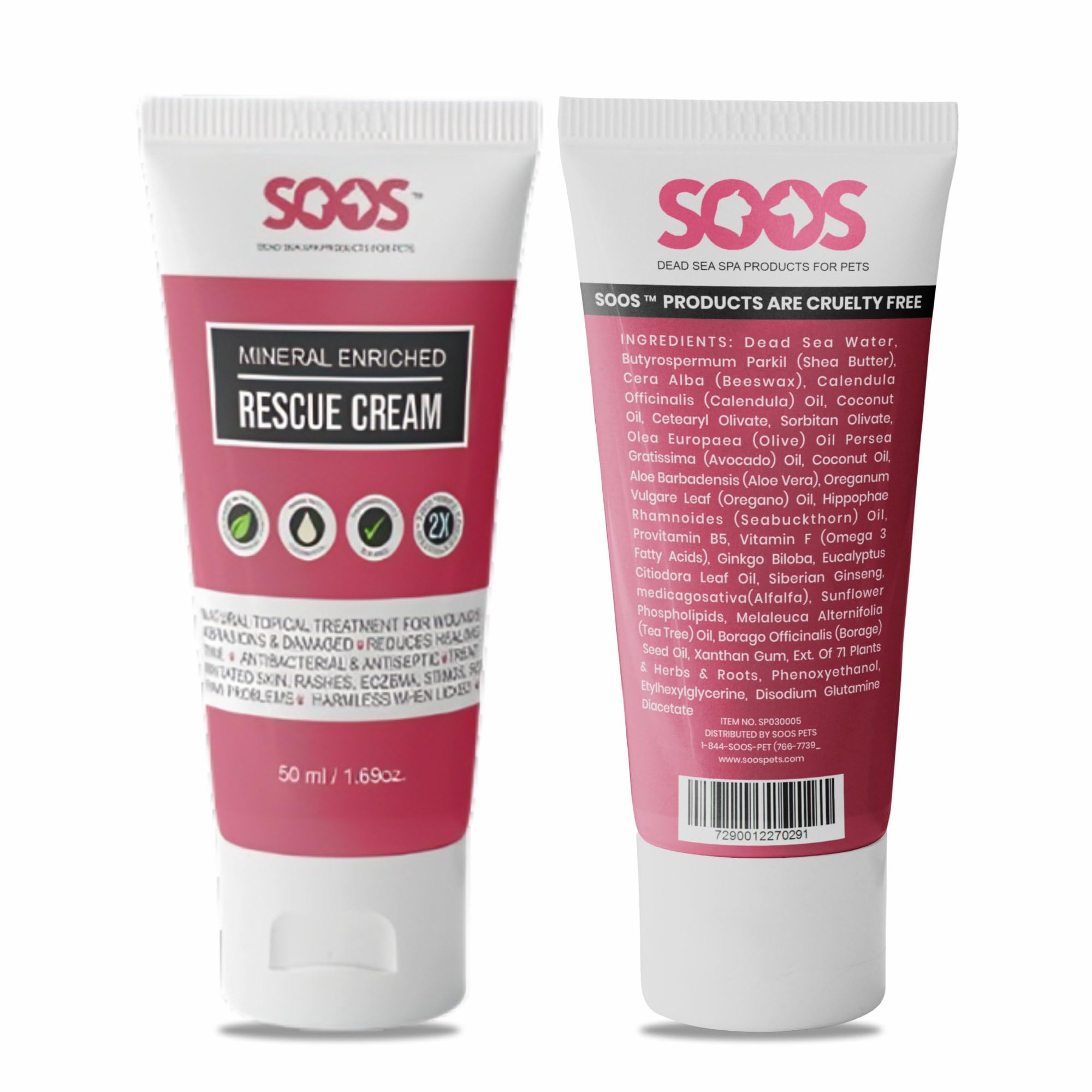 SOOS Rescue Cream para perros y gatos, absorción rápida en la piel