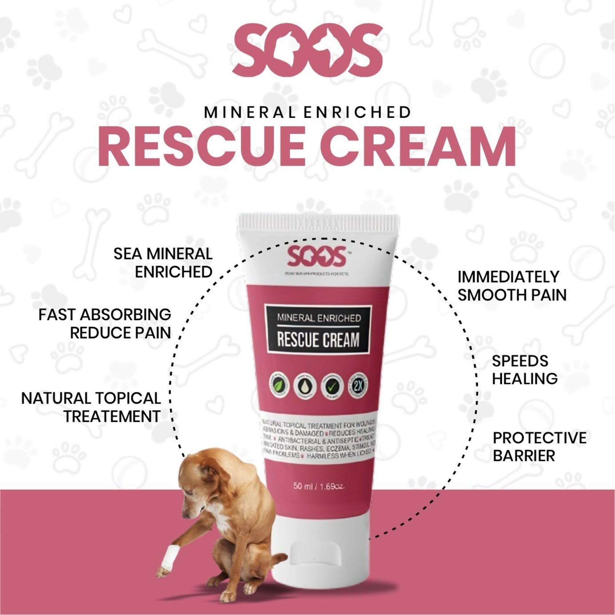SOOS Rescue Cream para cortes y raspones, favorece la piel