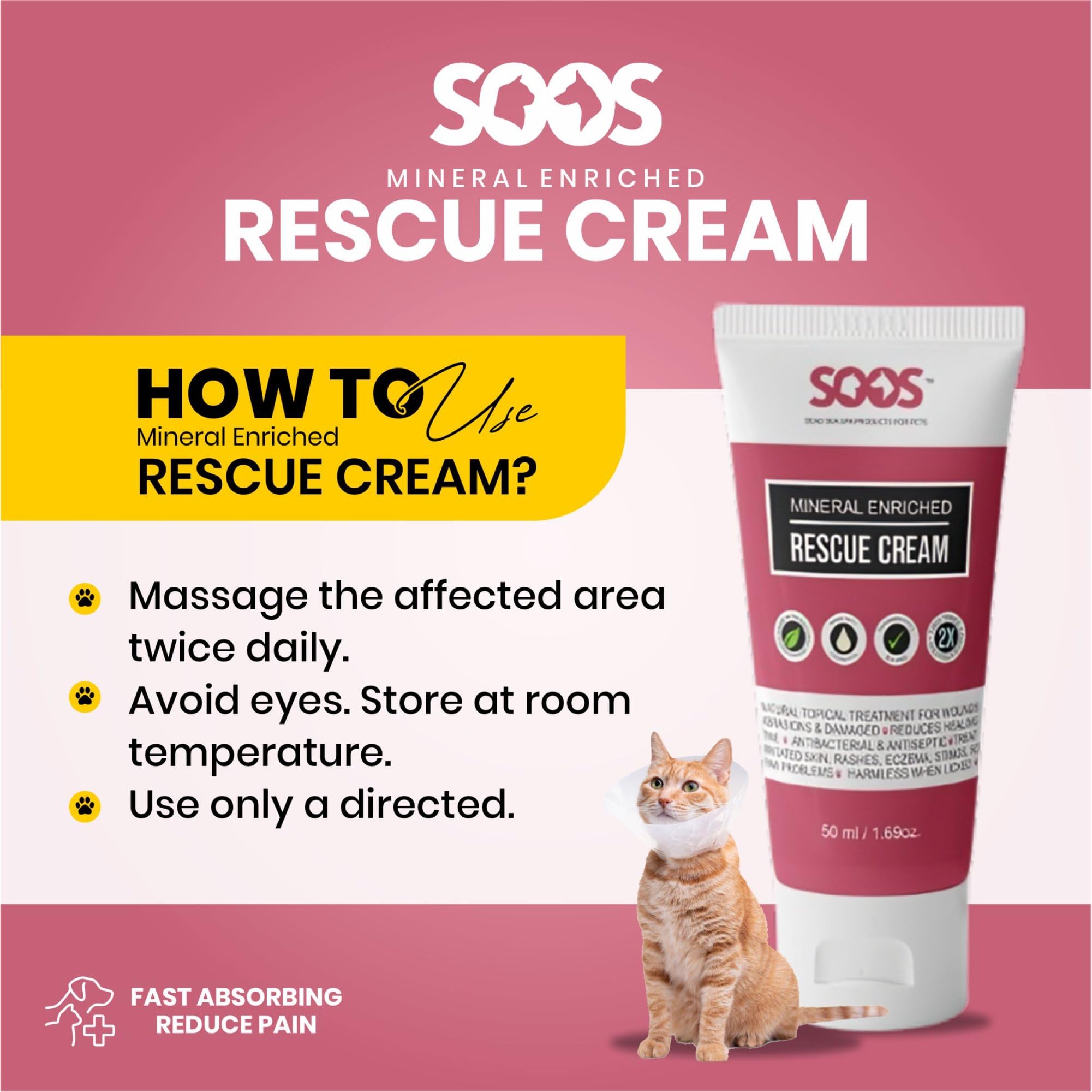 SOOS Rescue Cream, uso diario para pieles sensibles de mascotas