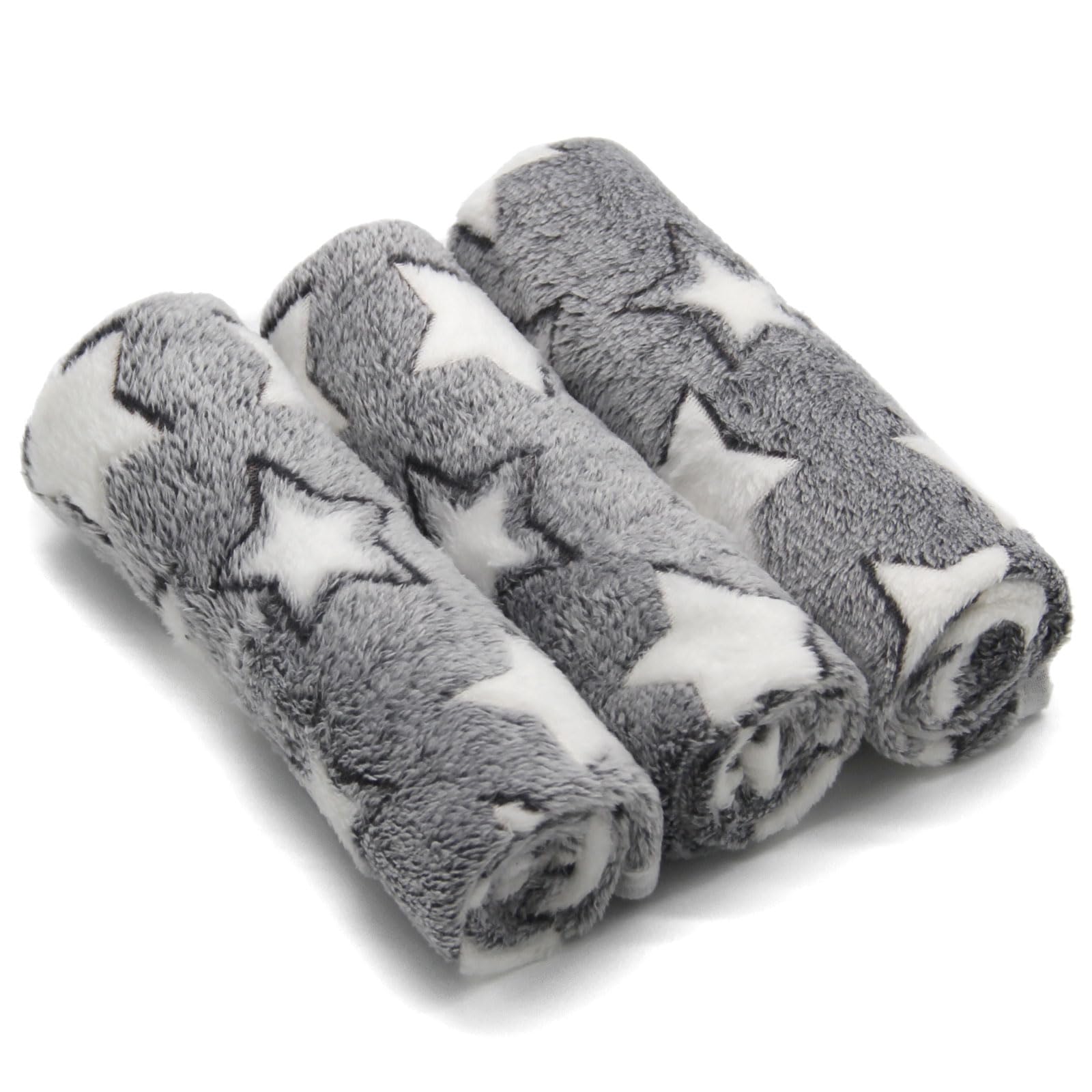 Manta SORKUT para mascotas con estampado de estrellas gris, suave y cómoda.