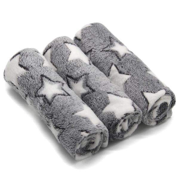 Manta SORKUT para mascotas con estampado de estrellas gris, suave y cómoda.