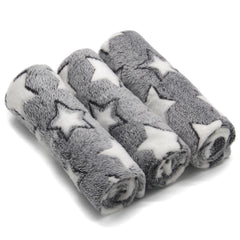 Manta SORKUT para mascotas con estampado de estrellas gris, suave y cómoda.