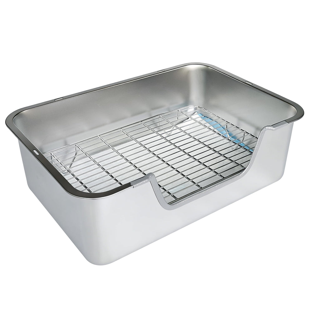 Sorstrem Litter Box XXL, superficie inoxidable, limpieza rápida y sin manchas.