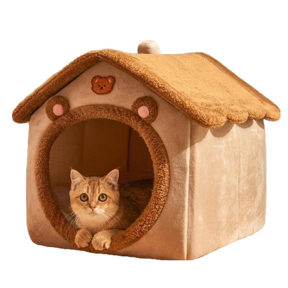 Cama para gato Sothuba en cueva oso, refugio cálido para siestas