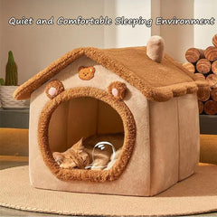 Sothuba cama de gato orejas de oso, diseño tierno para acurrucarse.