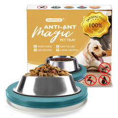 SoulThink plato antihormigas turquesa-verde protege la comida de mascotas en interiores