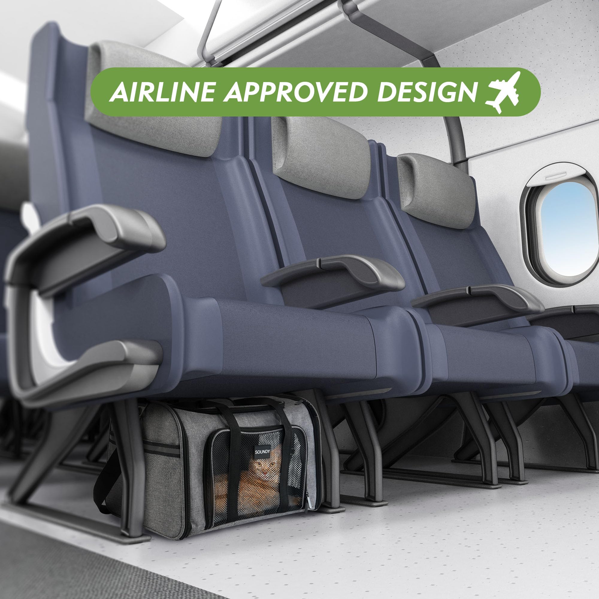 Soundy portador apto para avión, cabe bajo el asiento