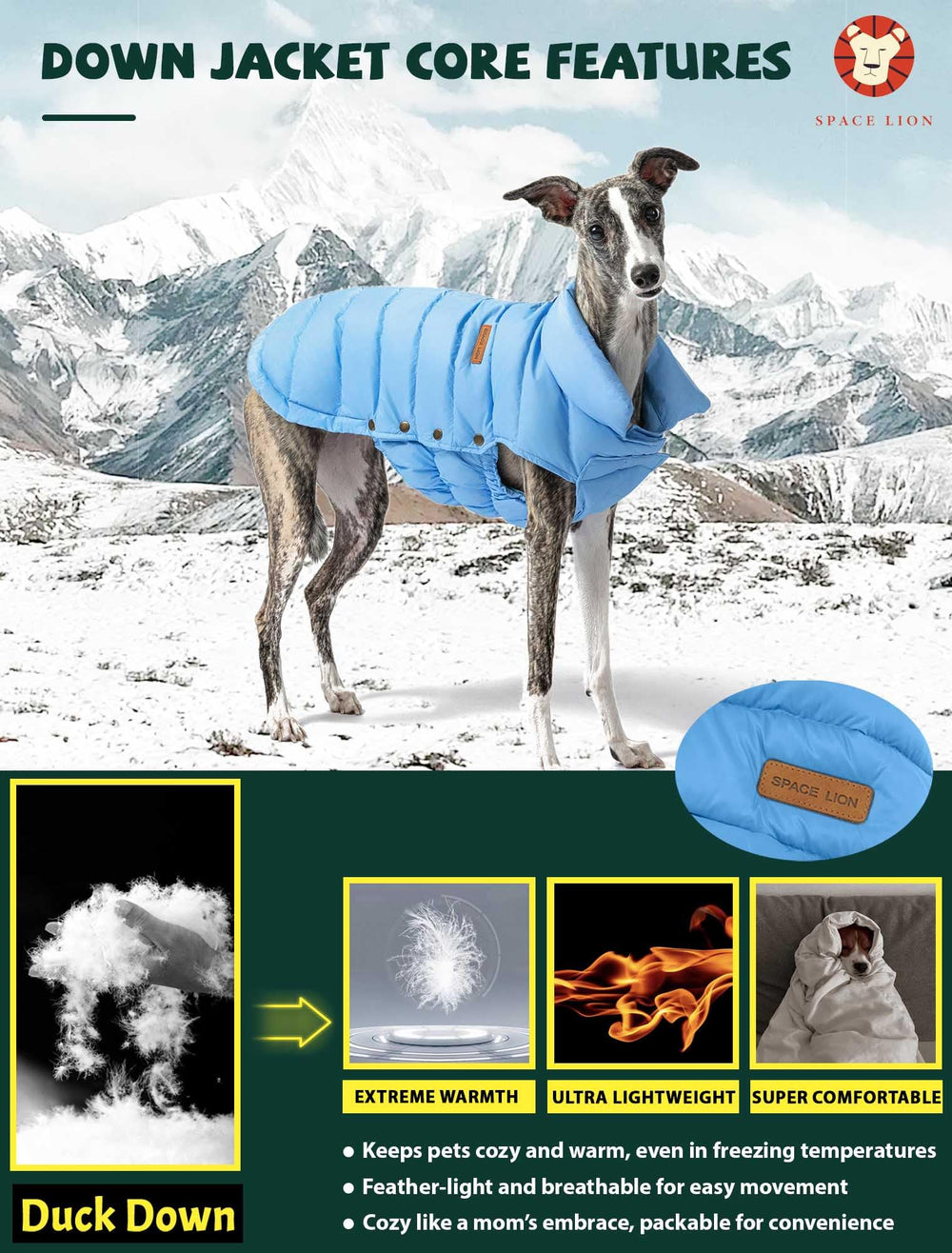 SPACE LION ajuste cómodo en pecho, para perros con complexión estrecha o amplia.