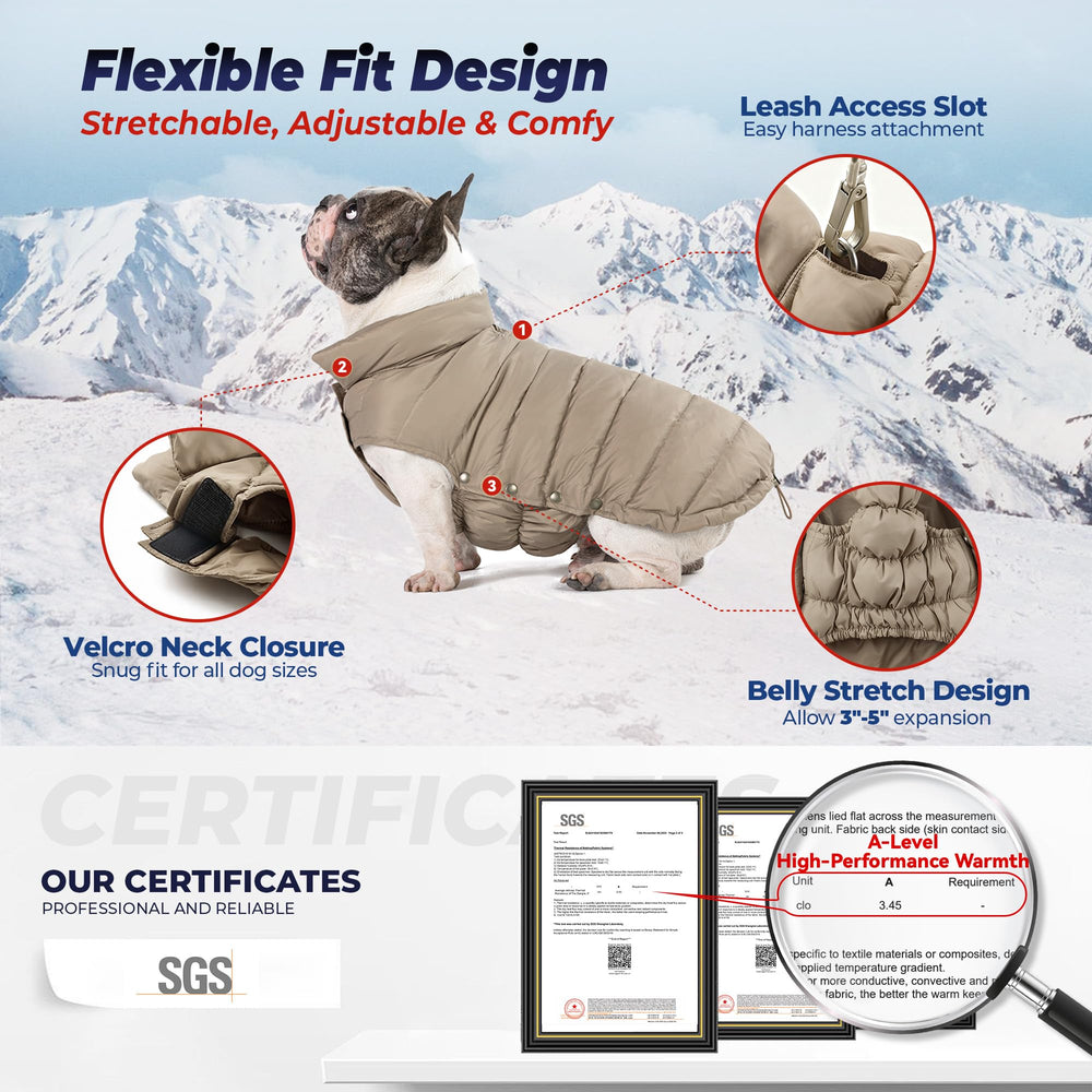 Space Lion Dog Puffer Jacket lateral: libertad de movimiento gracias al diseño ligero.