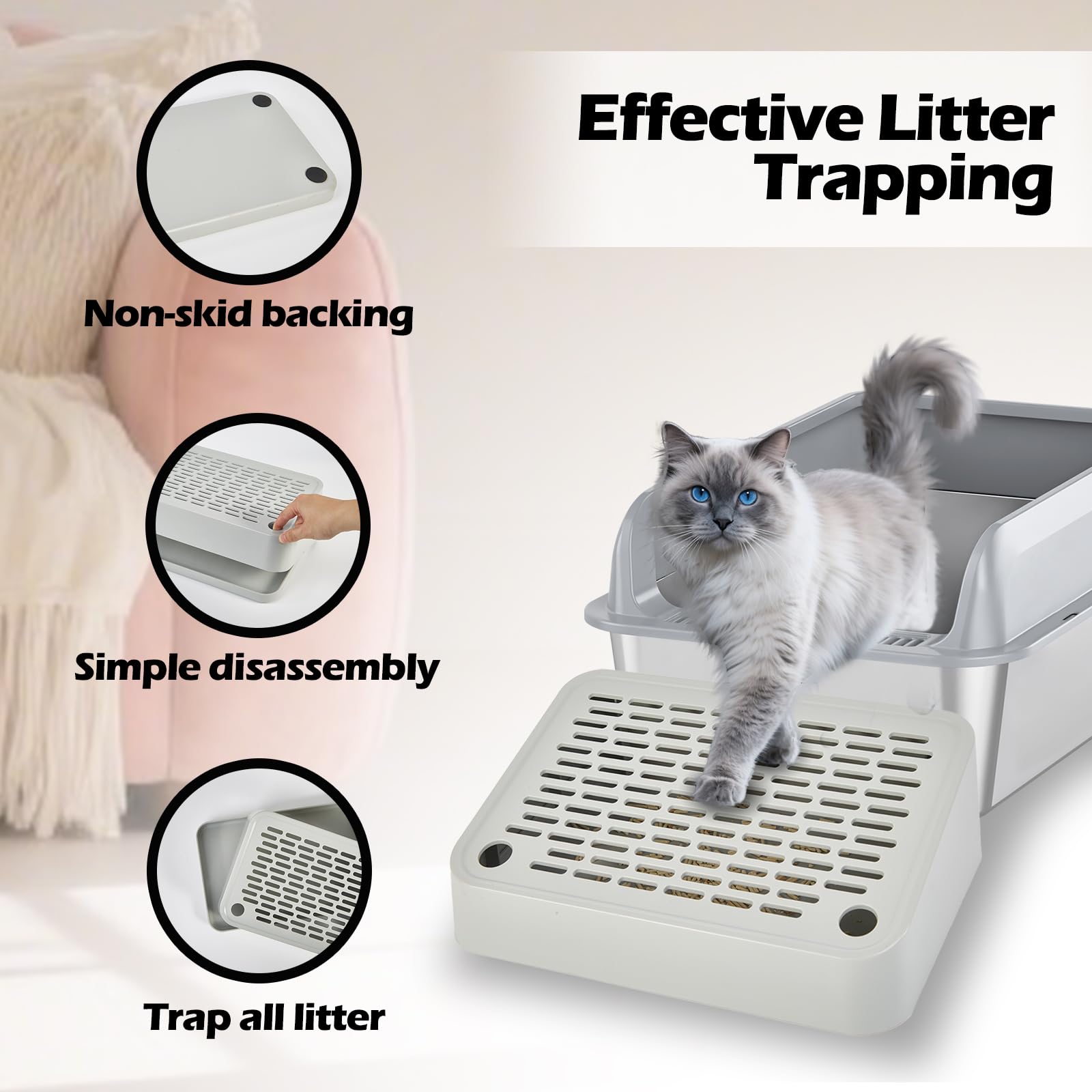 SpaceTime alfombrilla lavable y duradera para hogares con varios gatos.