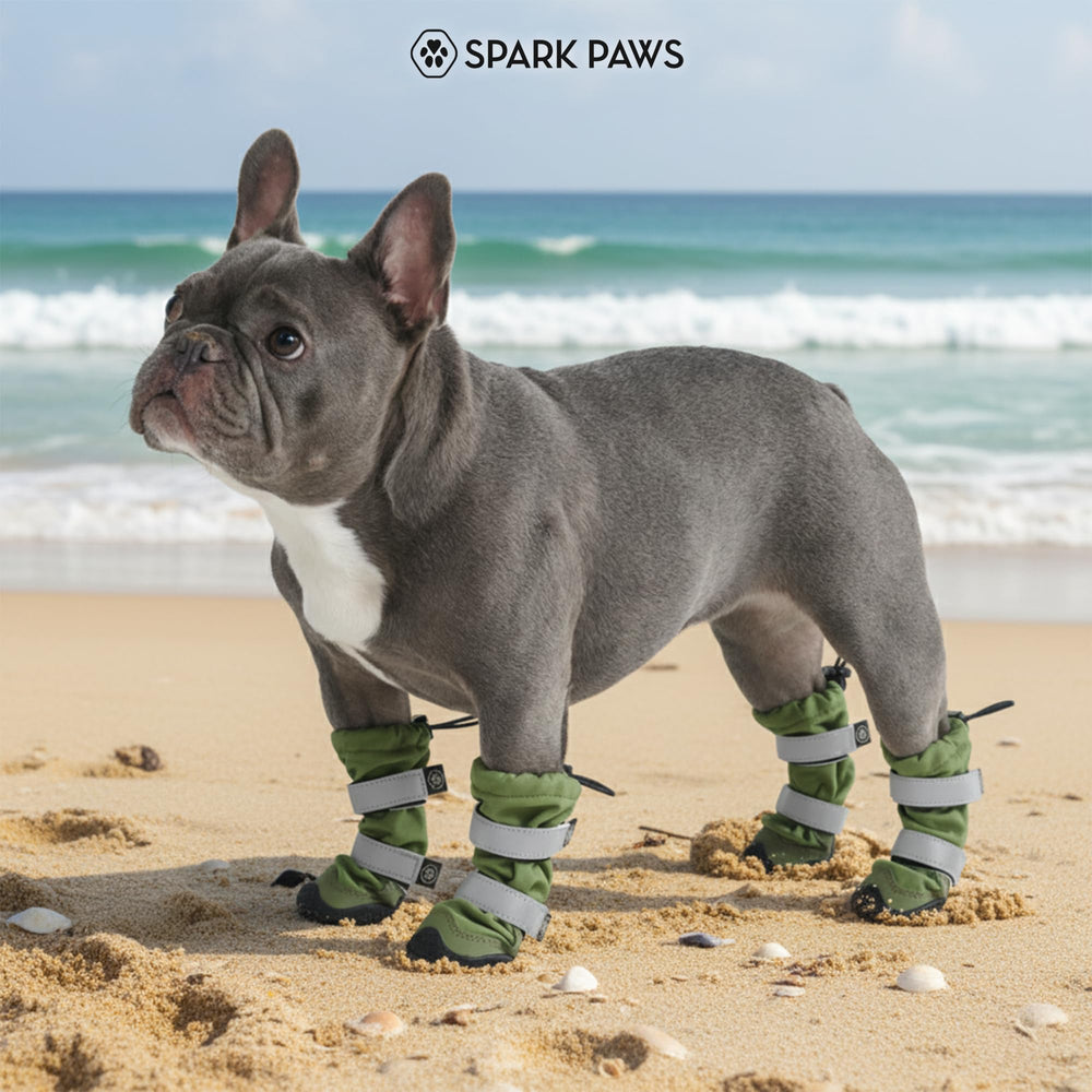 Botas Spark Paws reflectivas para caminatas nocturnas (botas-perro-reflectivas-caminatas-nocturnas), mayor seguridad.