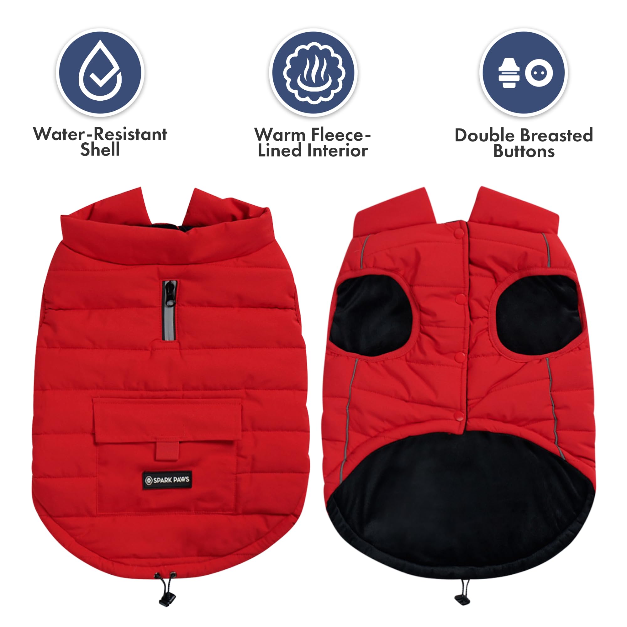 Spark Paws chaqueta invierno cierre doble: entrada fácil y ajuste seguro