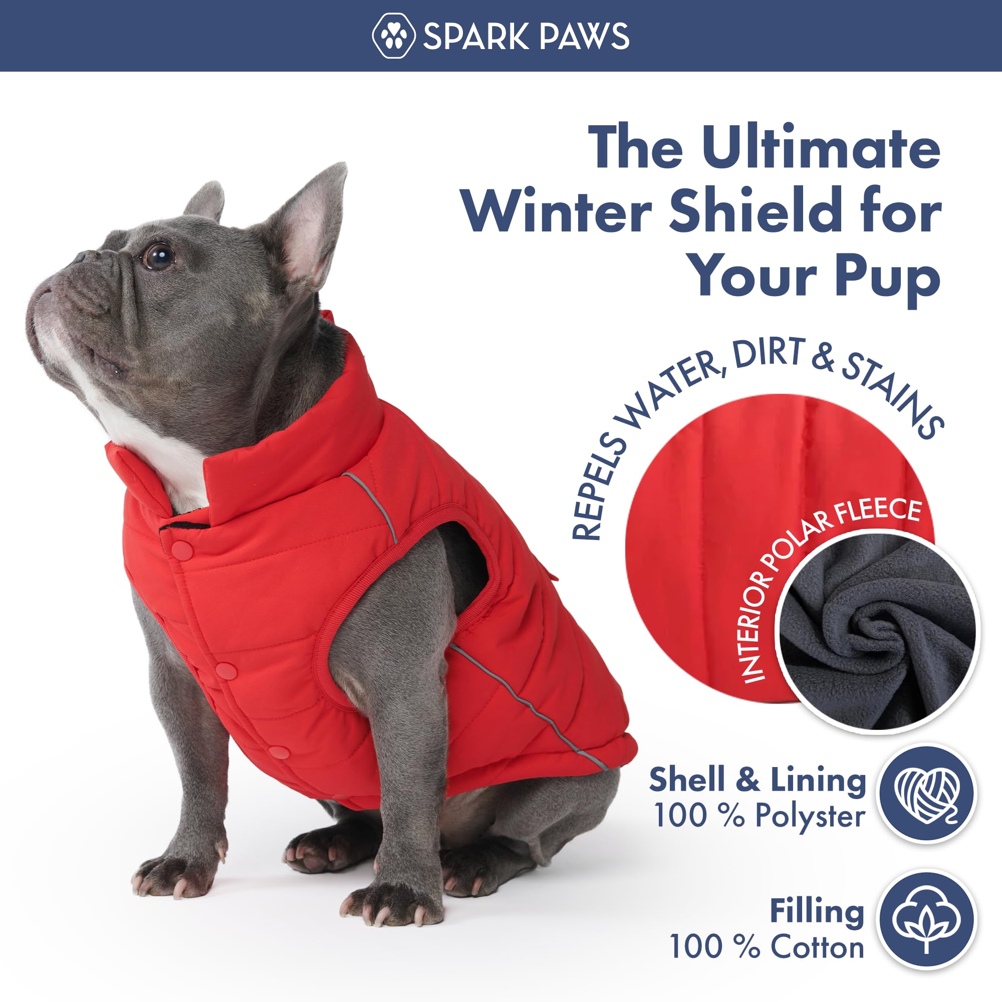Spark Paws chaqueta invierno orificio arnes: fácil conectar la correa sin quitarse
