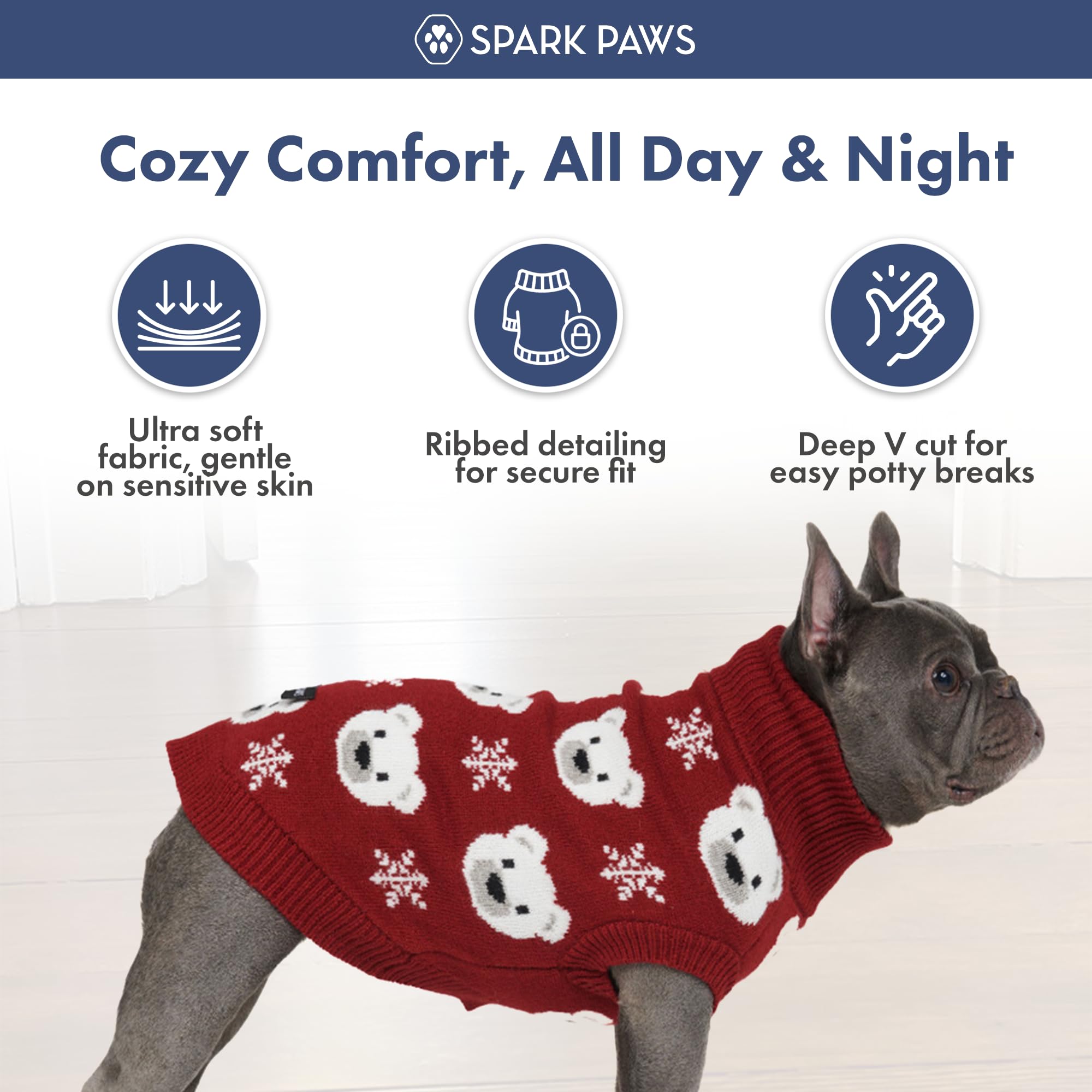 Spark Paws suéter para perros de todas las tallas durante la temporada.