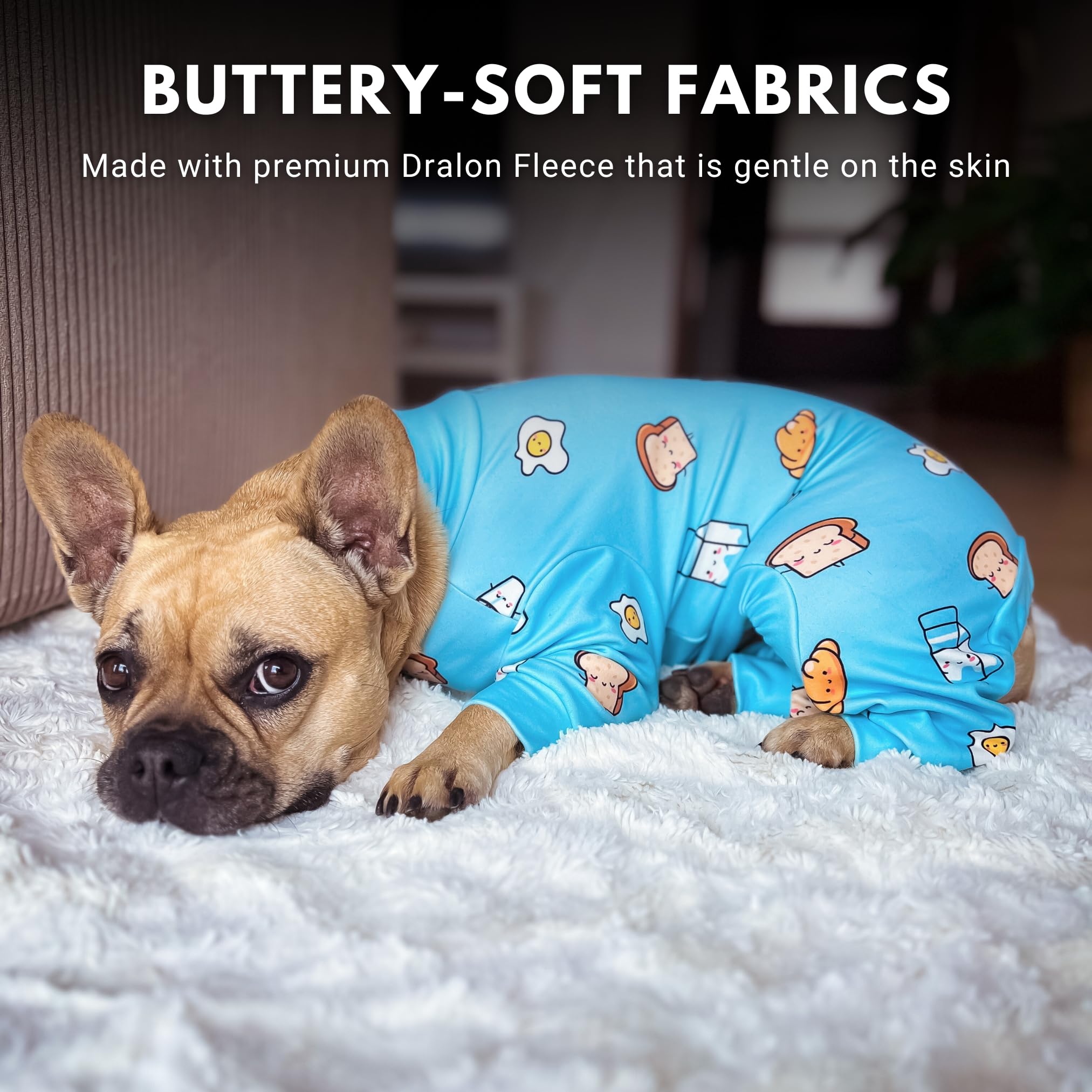 Spark Paws pijama con materiales duraderos para uso nocturno.