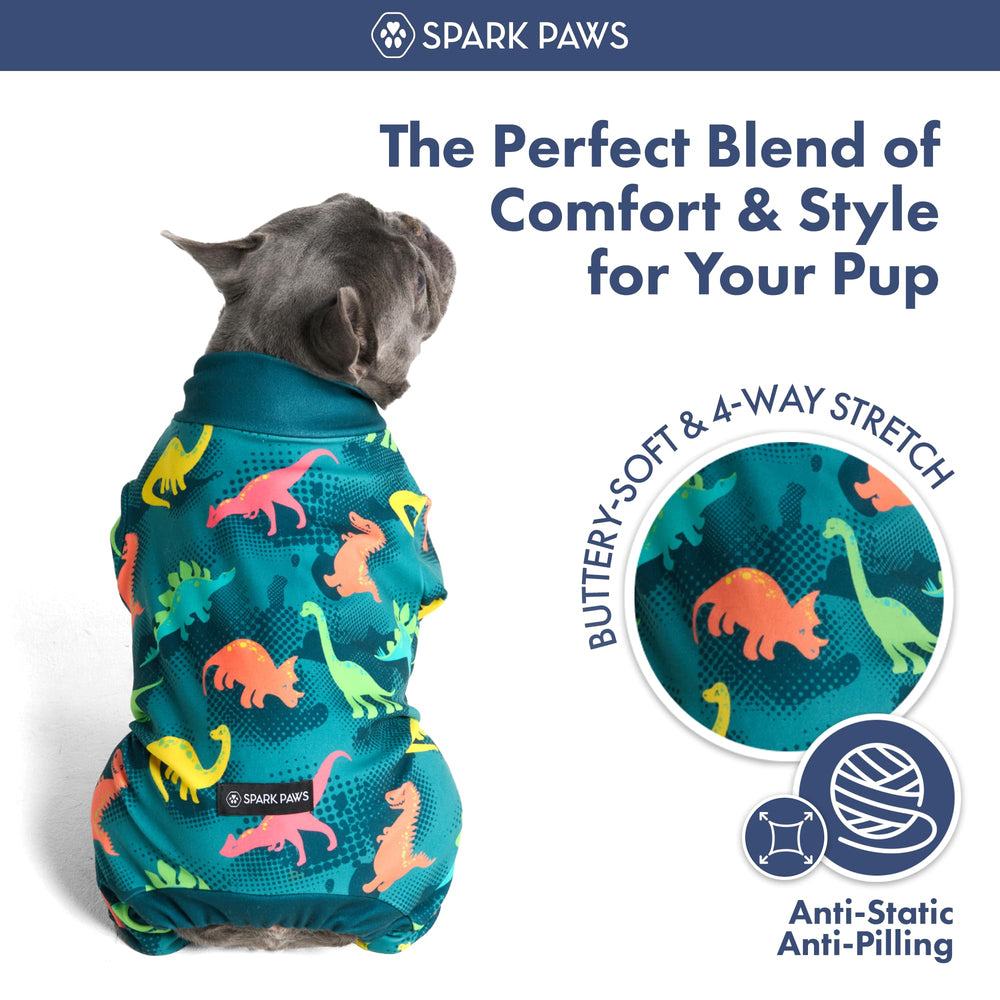 Spark Paws Pijama para perros, vista trasera, protección y calentamiento suave durante la noche