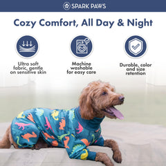 Spark Paws Pijama para perros, interior suave de felpa que brinda abrazo calmante