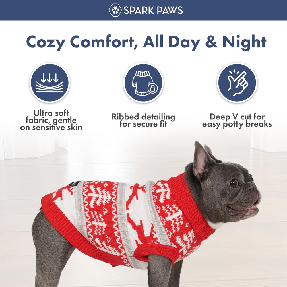 Spark Paws sudadera navidad perro, lavado fácil para uso repetido durante la temporada.
