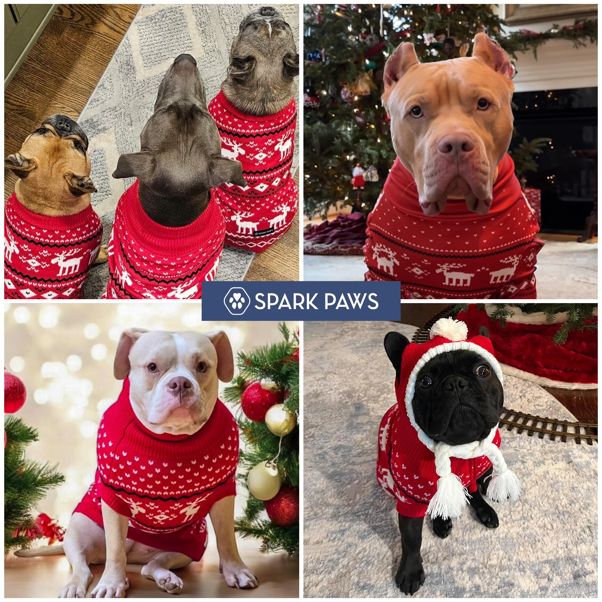 Spark Paws sudadera navidad, lavado fácil en máquina para cuidado sencillo.