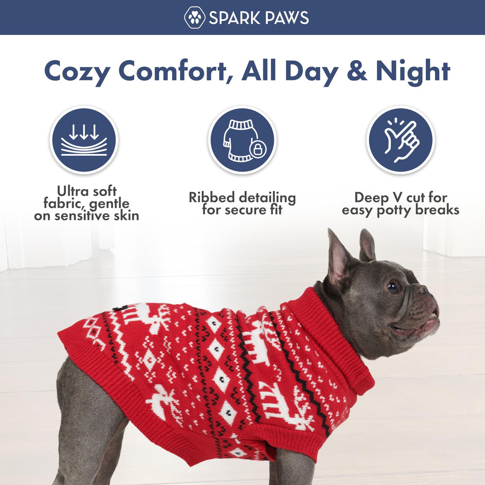 Spark Paws sudadera navidad, textura tejida suave para abrigo cómodo.