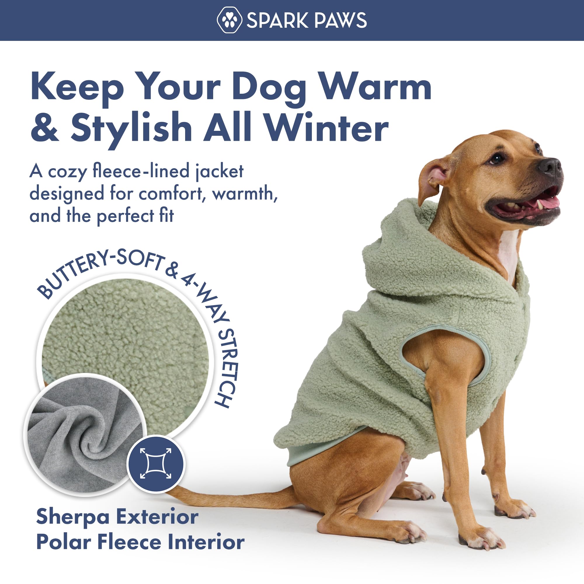 Spark Paws sudadera perro ajuste doble, botones para tallas desde pequeña hasta extragrande.