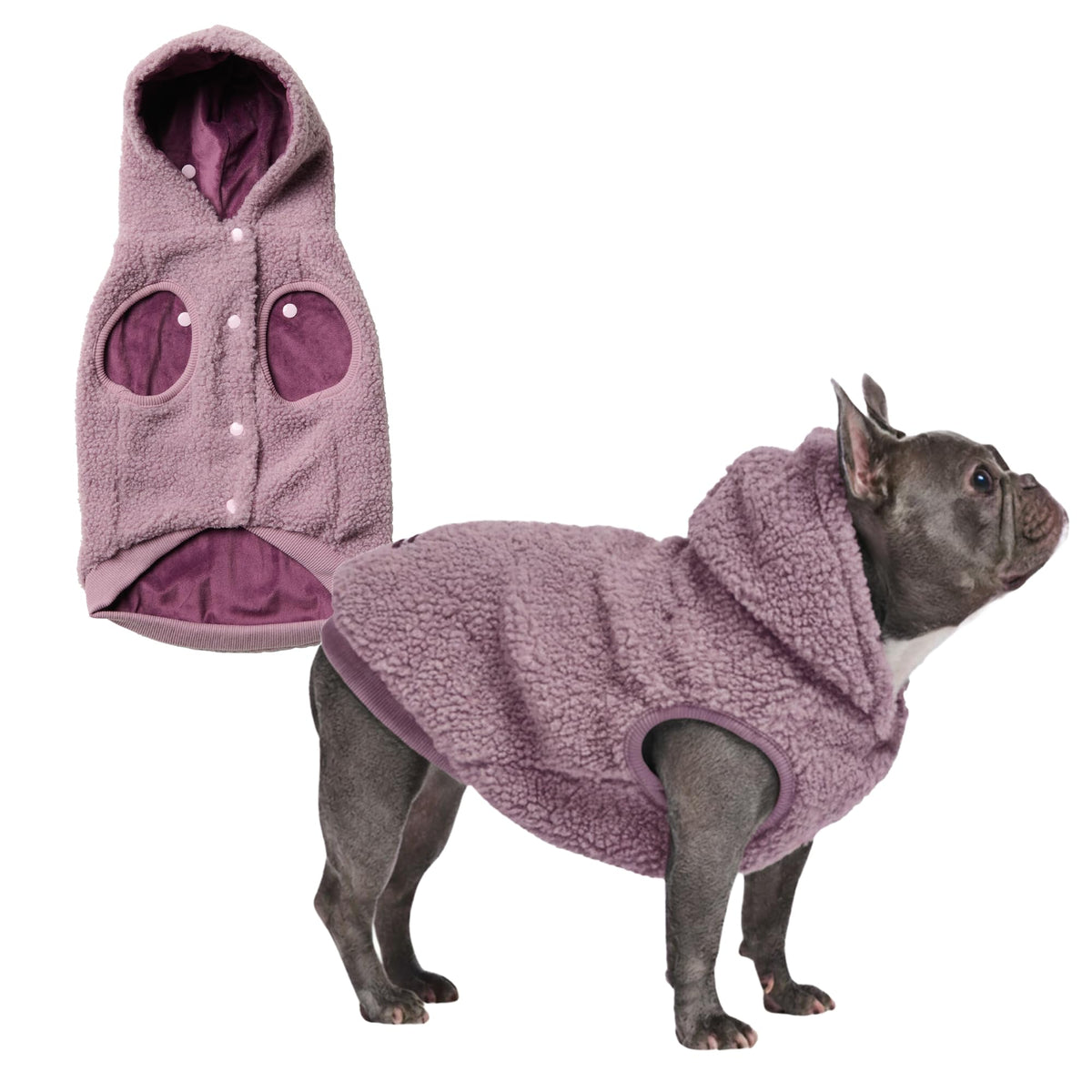 Spark Paws sudadera capucha taupe XL, exterior peluche para paseos fríos.