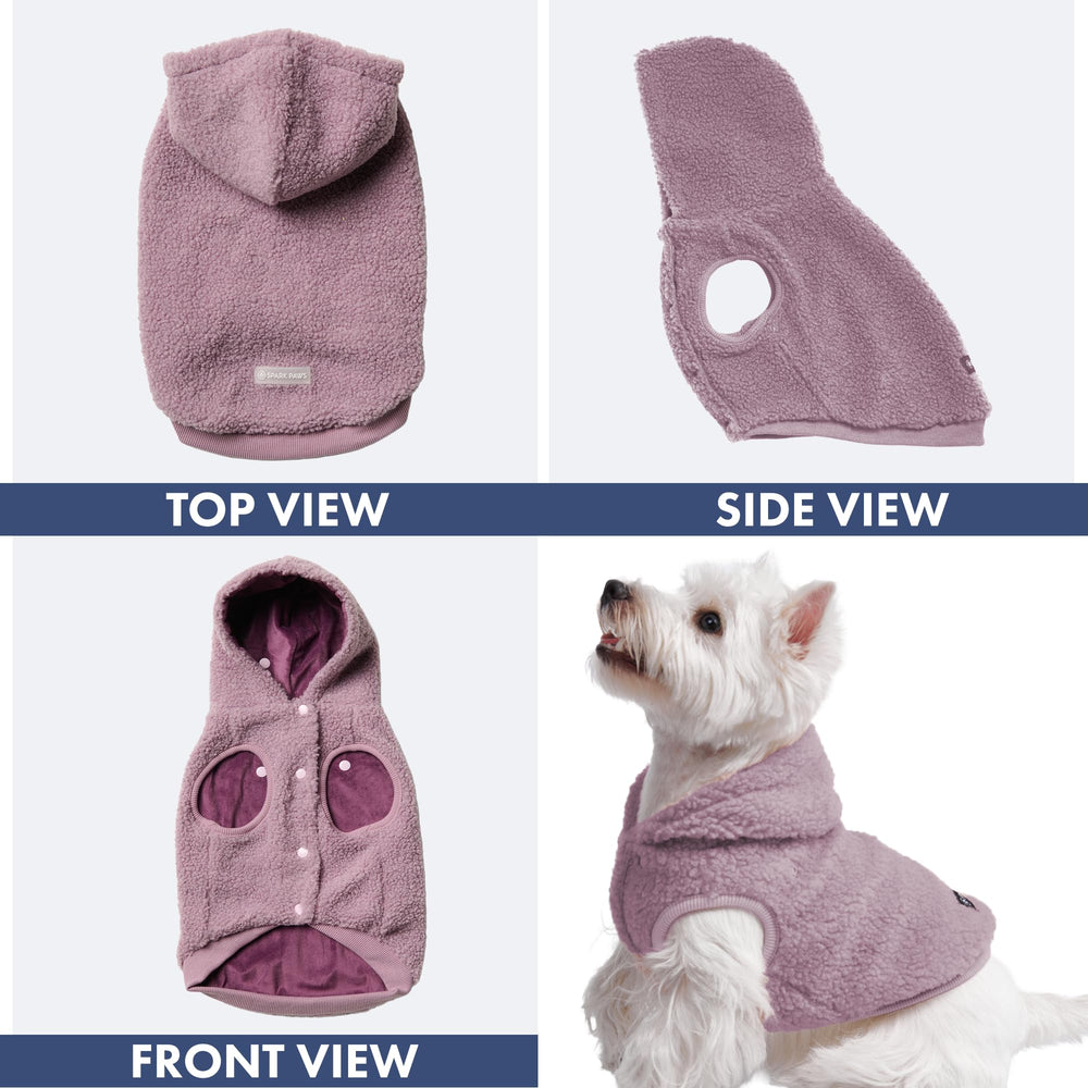 Spark Paws sudadera taupe apta para paseos invernales y lluvia ligera.