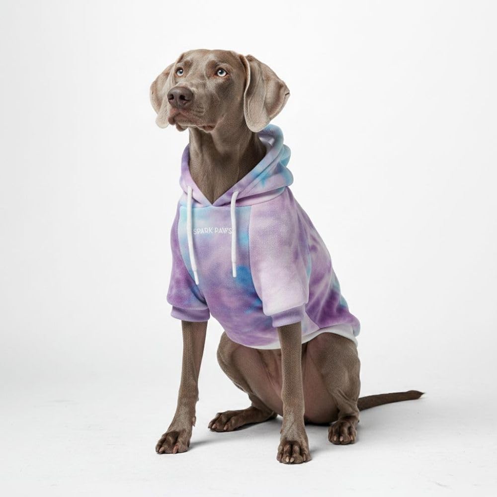 Spark Paws sudadera para perro, vista frontal, ajuste cómodo para todas las tallas.