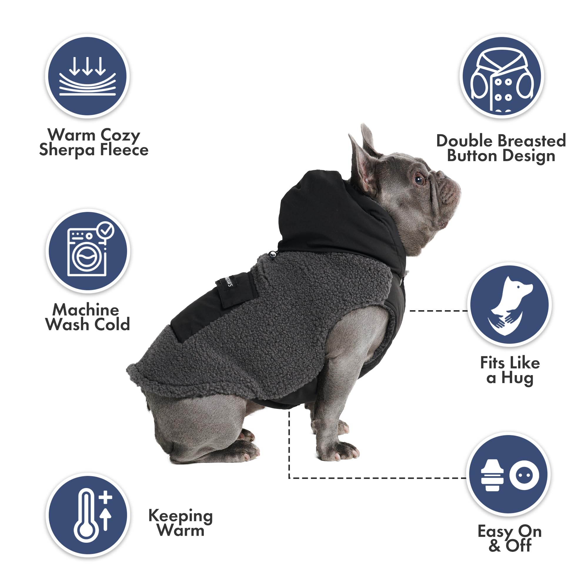 Spark Paws sudadera para perro, forro interior polar, calor suave en días fríos