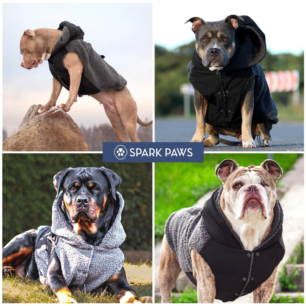 Spark Paws sudadera para perro, diseño reversible negro y gris, estilo práctico
