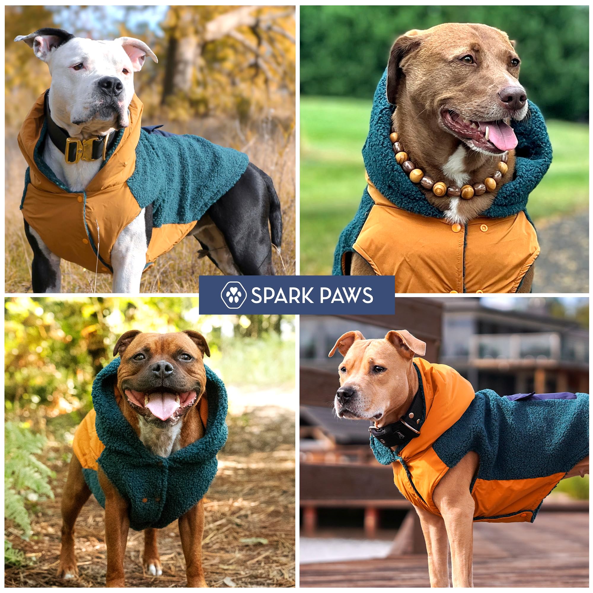 Spark Paws sudadera reversible, acabado cómodo y ajuste elástico para razas grandes.