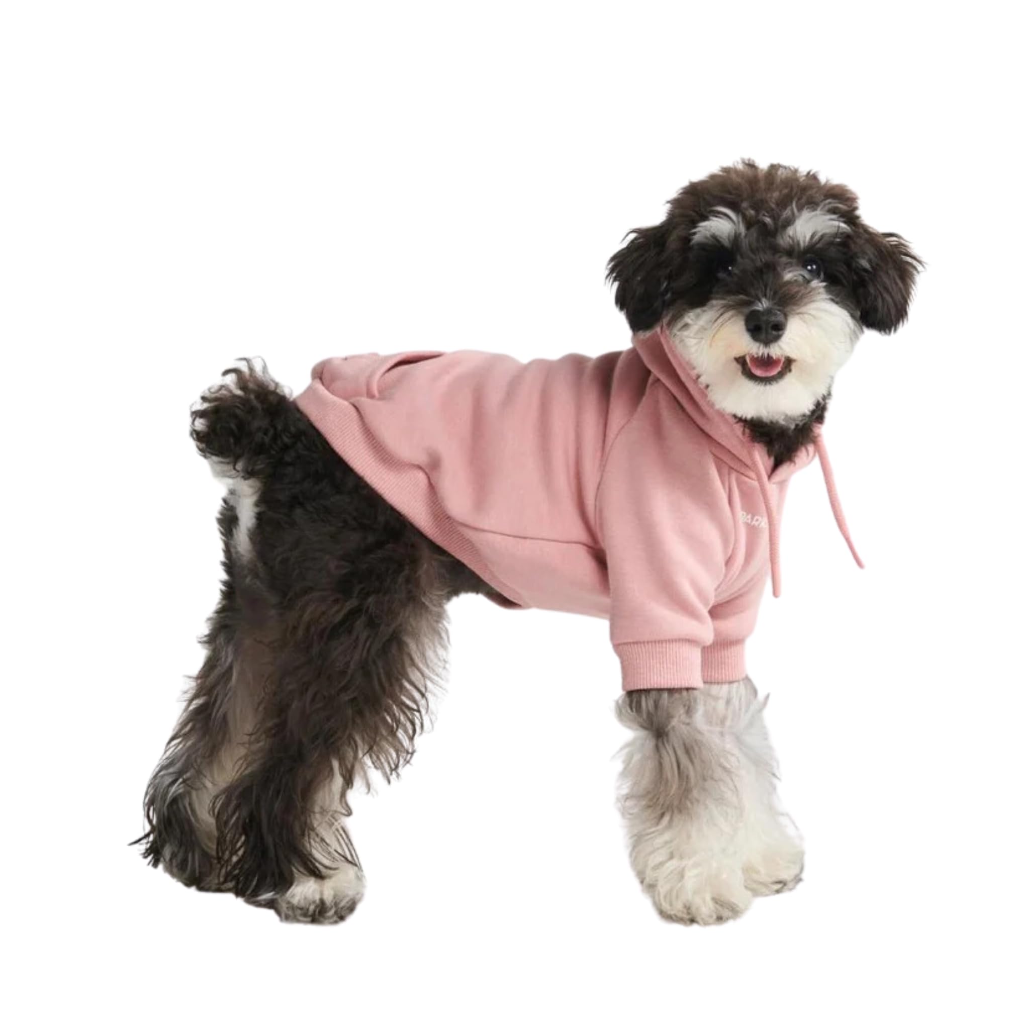 Spark Paws sudadera para perro polvo rosa, ajuste cómodo en el frente para paseos.