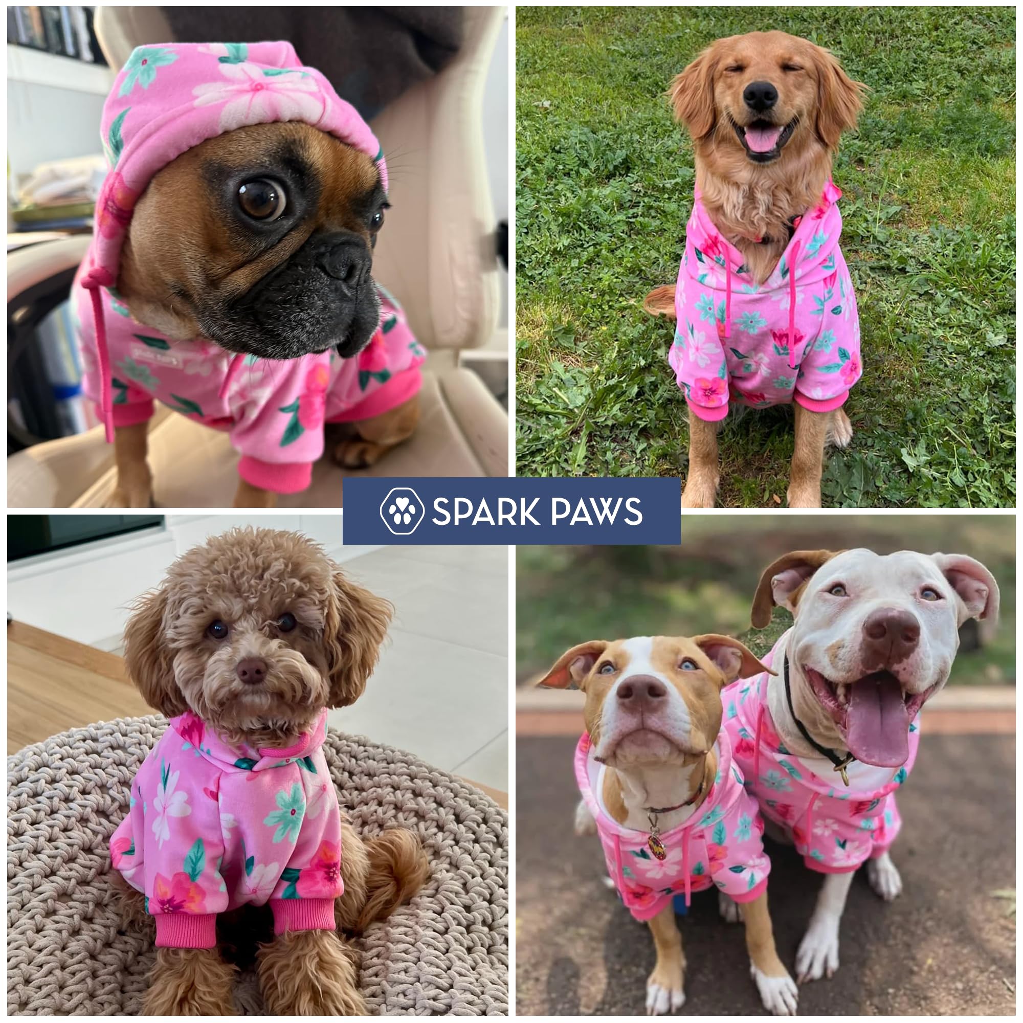 Spark Paws sudadera para perros de todas las tallas, ajuste seguro y cómodo.
